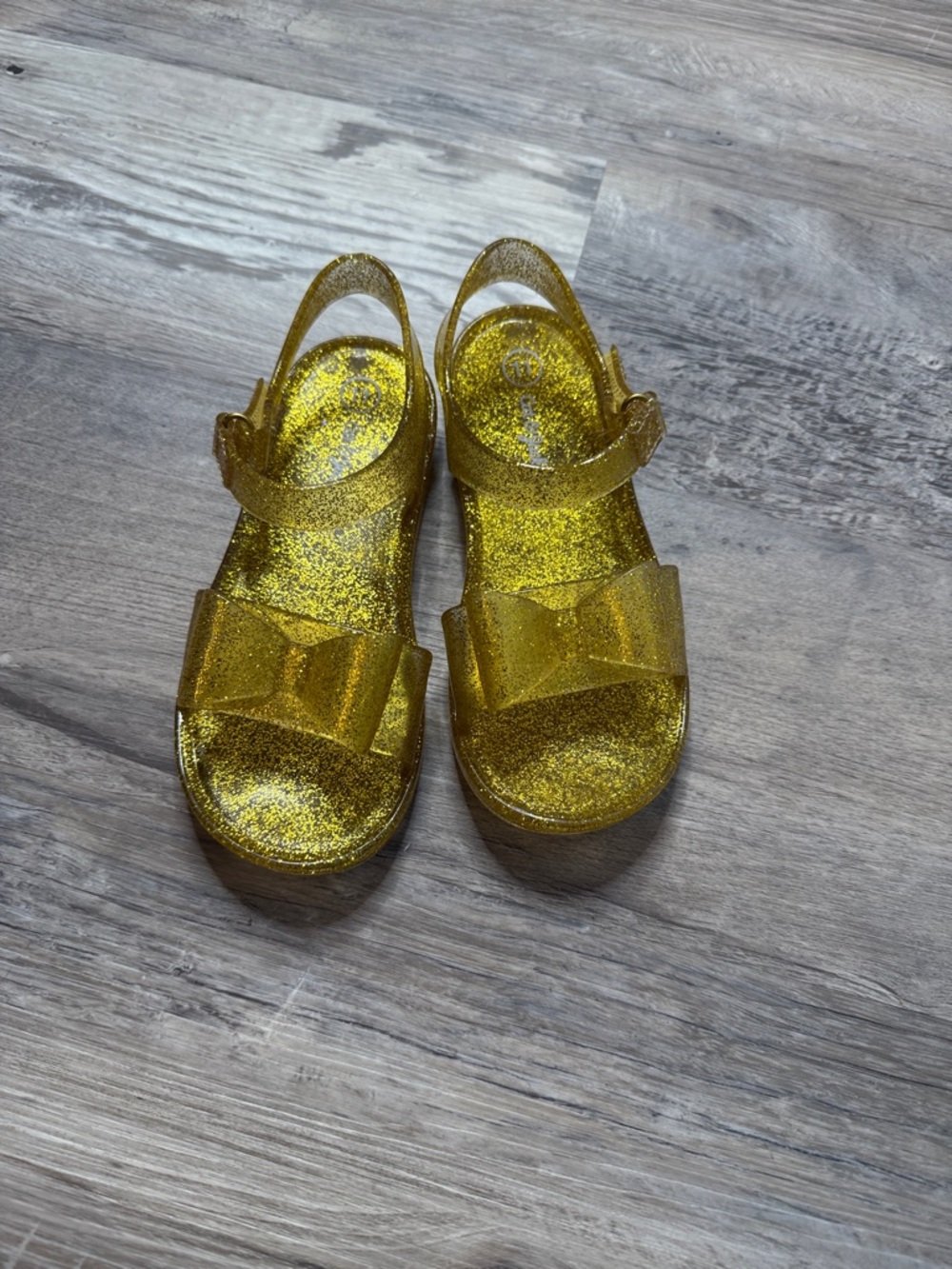 Little Girl  Gold Cat & Jack Jelly Sandals Size 11c